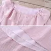 PERHAPS U Pink O Neck Plaid 3/4 Flare Sleeve Ruffle Midi Dress Button Empire Casual D0558 210529