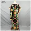 민족 의류 플러스 사이즈 맥시 긴 캐주얼 아프리카 여성 드레스 인쇄 실크 여름 스트레이트 빈티지 Vestidos 2 조각 세트