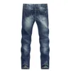 Mörkblå jeans män sträcker smal raka vanlig passform vår casual byxor denim byxor herrkläder man mode varumärke 211111