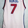 Nikivip Toni Kukoc＃7チームJugoslavija Yugoslaviaレトロバスケットボールジャージーメンズステッチカスタム任意の番号名ジャージ