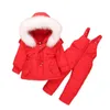 Inverno recém-nascido roupa bebê meninos menina snowsuit com grande pele de pele sólida sólida conjuntos de roupas sonw jalue snowsuit h0909