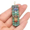 Wrap Natural Stone 7 Chakra Charms Arrowhead Shape Pendulum Pendant Lots Quartz Healing Reiki Crystal Hitta för DIY Halsband Smycken 18x60mm