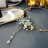SINZRY luxury jewelry personality natural blue stone freshwater pearl creative tassel chokers necklace band for Women