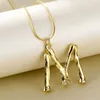 26 Letters Initial Alphabet Big Bamboo Name Necklace for Women Big Exaggerated Gold Metal Simple Fashion Jewelry Gifts