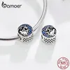 Bamoer Silver S925 Pärlor Sterling Silver 925 Blue Moon Naughty Cat Pet Charms för armband Bangle DIY smycken gör SCC1204 Q0531