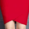 Zomer vrouwen werkrok mode slanke ruche elastische hoge taille pakket heup rok zwart en rode rokken 210306
