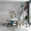 Wallpapers tamanho personalizado pintura a óleo europeu floral 3d papel de parede rosa branco rosa casa decoração mural quarto auto-adesivo