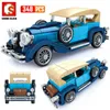 Sembo New City Technical Classic Cars MOC Model Building Bloks Creator Mechanic Retro Vehicle Cegły Zabawki dla dzieci Prezenty HKD231226