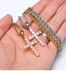 Iced Out 925 Sterling Jesus Cross Collar con colgante con cadena de cuerda de 24 pulgadas Micro Pave Moissanite Hiphop Jewelry