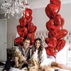 50pcs 18 pouces Rose Or Rouge Rose Amour Feuille Coeur Hélium Ballons De Mariage Fête D'anniversaire Ballons Saint Valentin Globos Fournitures 211216