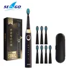 SeaGo Sonic Electric Toothbrush USB Recarregável 5 Modos Smart Ultrasonic Toothbrushes Caixa de viagem CASA CARE Oral Cheve 8 Dentes Cabeças 220211