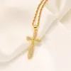 Cross Pendant 9k Fine Solid Yellow Gold 18ct THAI BAHT G/F Chain Crystal Gem Necklace Men Wome
