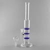 Factory direct sales! Hookah Three-layer blue comb 12 inches straight type water pipe glass tube bong