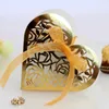 50pcs Love Heart Laser Cut Hollow Carriage Favors Gifts Flower Candy Dragee Boxes with Ribbon Baby Shower Wedding Party Supplies 210724