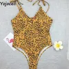 Yojoceli elegante leopardo impressão meninas bikini terno verão praia sexy natação mulheres tankini 210609