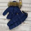 Zestawy odzieży Dzieci039s Zima dziewczynka ubrania chłopcy w dół kurtka maluchowe parka ciepłe snowsuit dzieci wielkie naturalne futra 8350456