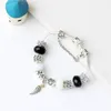 Strands bracelet angel wings beaded DIY large hole black and white glaze jewelry