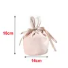 DHL Velvet Easter Bunny Bucket Favor Short Ears Rabbit Basket Drawstring Candy Bag Soft Plush Storage Bags