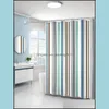 Aessories Bath Home & Gardenshower Romantic Green Stripe Shower Bathroom Curtain Curtains Cortinas De Bano Fabric Drop Delivery 2021 Nrmzs