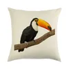 45cm45cm Crested Parrot och Parrot Linencotton Throw Pillow Cover Couch Cushion Cover Home Decorative Pillow1485277