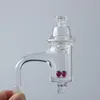 Accessoires fumeurs Pleine soudure bord biseauté Quartz Enail Banger avec capuchon de carburateur UFO tournant et costume de perles rubis pour bongs d'eau en verre