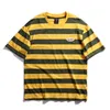 Harajuku T shirt Brand Men's Loose Half Short Sleeve Cotton Striped Women Casual T-shirt Japanese Style 210527