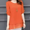 Korean fashion clothing harajuku plus size 4XL-5XL chiffon blouse Half Solid lantern Sleeve women blouse and tops 3726 50 210527