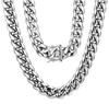 Collar de cadena de eslabones cubanos de acero inoxidable grande de plata para hombre Hip-Hop Jewelry Heavy 15mm 18-26inch