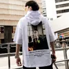 Heren Hooded T-shirt Hip Hop Japanse stijl Zomer T-shirt Streetwear Harajuku T-shirt Hoodie Korte mouw Tops Tees Cotton 201126