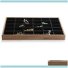 Packaging & Jewelryarrivals Wood Jewelry Display Tray Necklace Ring Earring Stand Holder Pendants Organizer Bracelet Showcase Pouches Bags