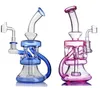 Color mezclado Recto Bong Hookah Vapor Espiral Tubo Tubería de agua mini tuberías vidrio grueso hasta la parte inferior de la pieza Producto de calidad MUY único Tipo doblado