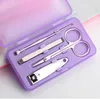 2021 4pcs Nail Clipper Set Stainless Steel Manicure Pedicure Ear Pick Clippers Travel & Grooming Kit with Case Random Color