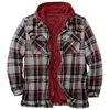 Mäns Jackor 2021 Höst och Vinter Tjock Bomull Coat Plaid Långärmad Loose Hooded Jacket