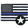 Wholesale 50pcs 90*150cm Blue Line USA Police Flags 3x5 Foot Thin BlueLine Flag American Banner SN2538