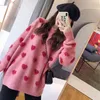 Sweater women's loose jacket fall winter love pullover long sleeve lazy style net red fashion retro knit top 211217