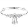 PANASH Original Plata de Ley 925 pulsera atrapasueños con colgante de borla de plumas/pulseras de cuentas redondas para mujer H343