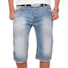 Mannen Jeans Shorts Zomer Casual Rechte Denim Streetwear Mannelijke Losse Knielengte Jean Broek Zwart Blauwe Pocket 211108