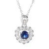 Fengxiaoling klassiskt evigt hjärta 925 sterling silver hängsmycke halsband för kvinnor blå zircon hjärta halsband födelsedagspresent 2021 Q0531