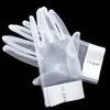 Bride Short Bow Beaded Gloves Mesh Pearl Breathable Glove for Wedding Dress