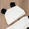 Lovely Long Sleeve Fleece Bear Top Pant and Hat Set for Baby Boys Girls Warm Winter Clothes 3 Pieces Set G1023