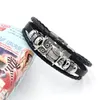 Bird Owl Ancient Silver Charm Armband Weave Multilayer Wrap Leather Armelets Bangle Cuff armband Kvinnor Män modesmycken svart brun vilja och sandig