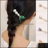 Hårklipp Barrettes Smycken Fishtail Rhinestone Pearl Women Hairpins Sequins Side Headwear Geometric Crystal Aessories Drop Leverans 2021