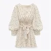 Za Dress Woman Polka Dot Mini Dress Long sleeve V-neckline Zip fastening White Women's Dresses for Summer 210915