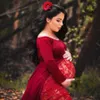 Maternity Dresses photography props Pregnancy Cloth Lace Maternity Off Shoulder Half Circle Gown shooting photo pregnant dress