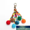 1pc Bohemian Handmade Bag Pendant Women Charm Pompom Keychain Colorful Bead Tassels Big Ball Key Chain Factory price expert design Quality Latest Style Original