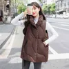 Turn Down Collar Women's Autumn Winter Vest Solid Zipper Pockets Ladies Loose Sleeveless Jacket Thick Vests Waistcoat Female 211105