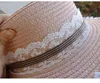 Summer Pastoral lace bow knot plaid straw hat female soft girl sweet sunshade straw hat Parent-child G220301