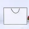 Gift Wrap White Card Kraft Paper Bag Thicken Clothing Shopping Packaging Pouch Garment with Handles