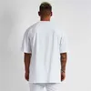 Solid Oversized T shirt Men Bodybuilding and Fitness Tops Casual Lifestyle Gym Wear T-shirt Male Loose Streetwear Hip-Hop Tshirt 210329