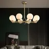 Современная гостиная медные кулонные лампы Nordic Стеклянные шариковые лучи светильники для спальни / столовой / гостиничный светильник